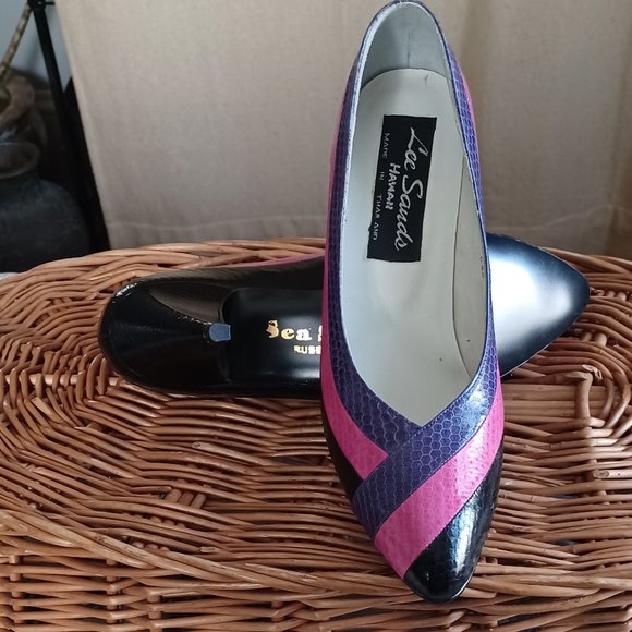 Vintage Lee Sands Geometric Snakeskin pumps size 6.5 - Picture 3 of 5